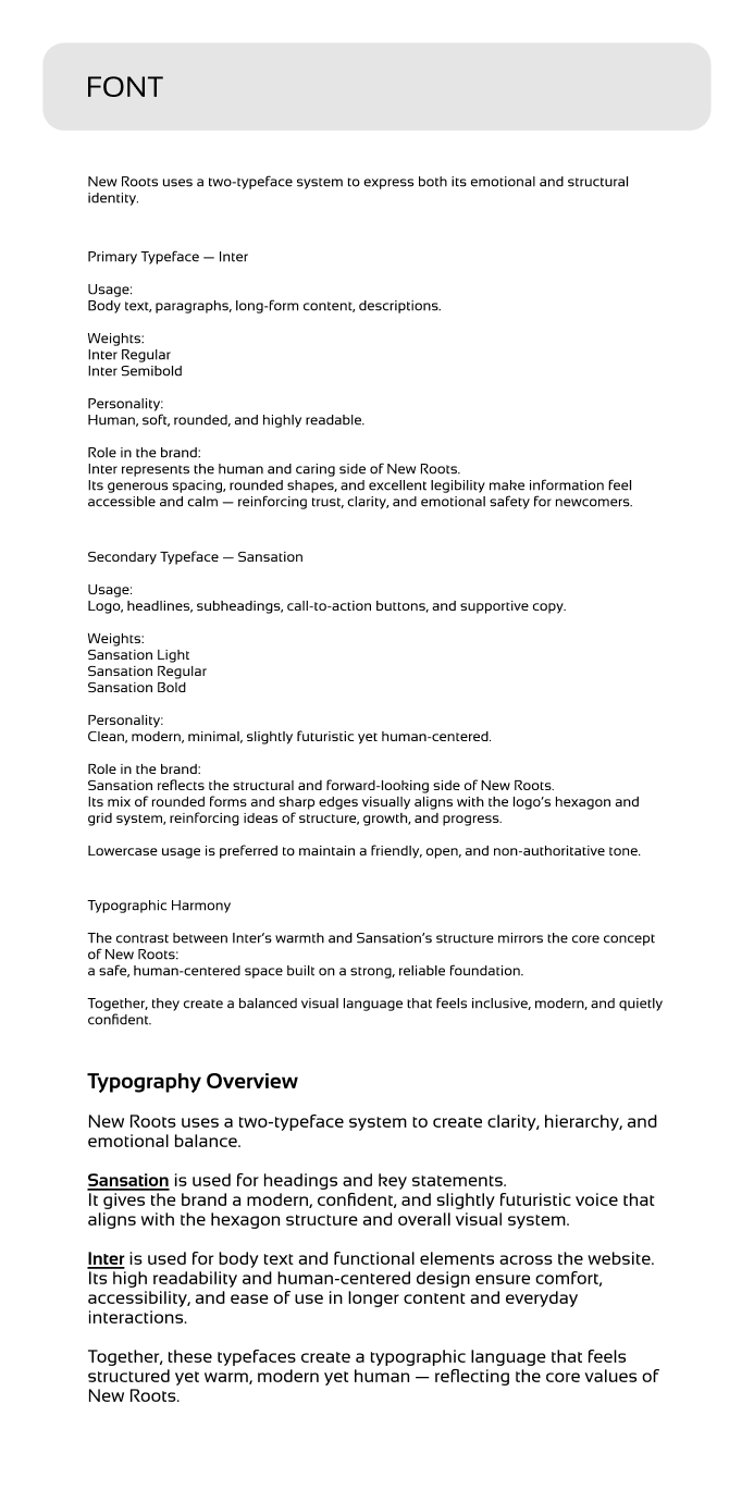 NewRootS typography selection and type hierarchy