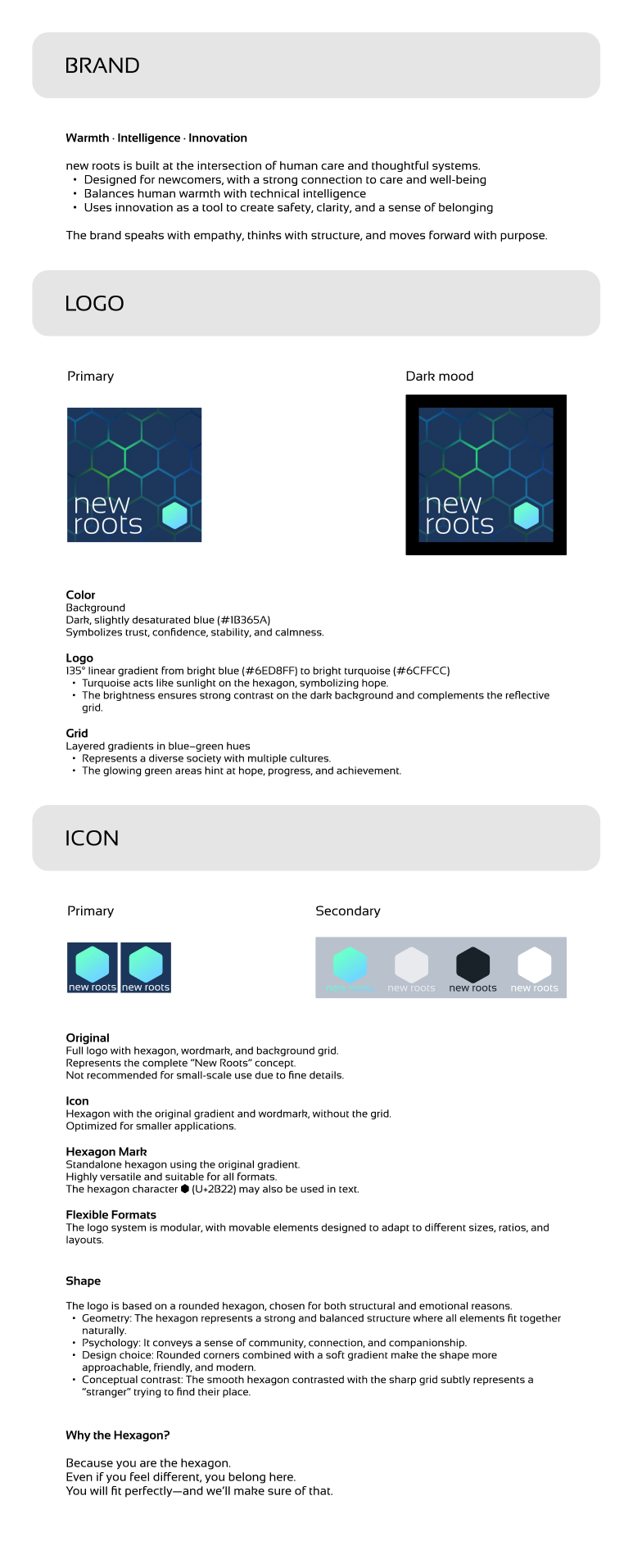 NewRootS logo explorations and final identity presentation