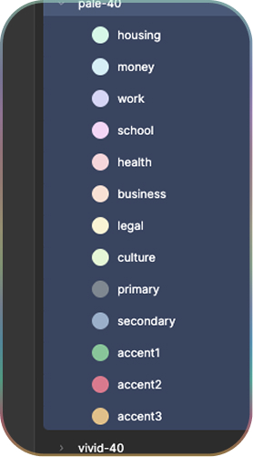 NewRootS pastel color palette for supporting brand moments